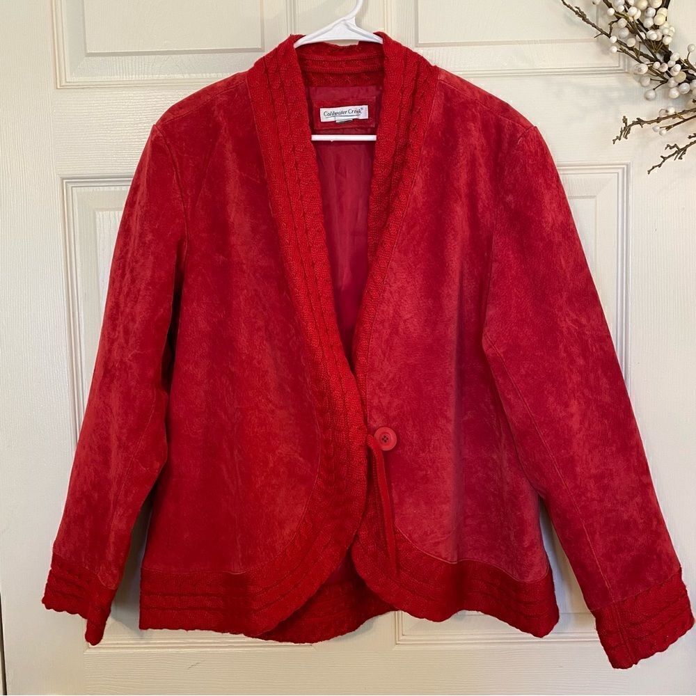 women coldwater creek jacket leather suede